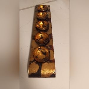 Orange/Brown Metallic Hammered Glass Decorative Tealight 5 holder with a Base